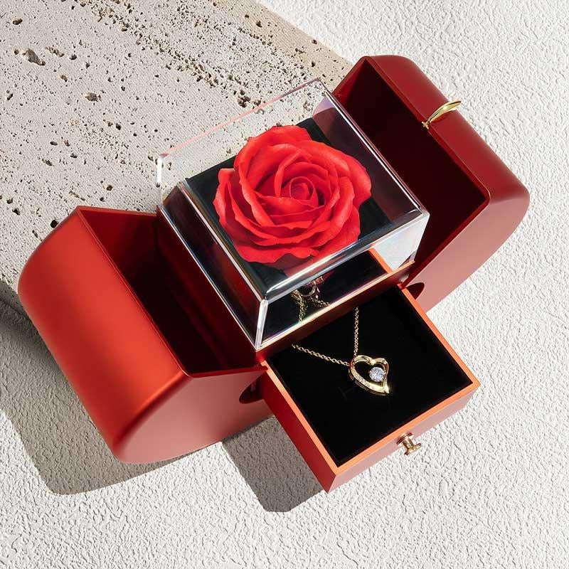 Set de regalo Rosa Eterna y su collar Amor Eterno en 100 idiomas