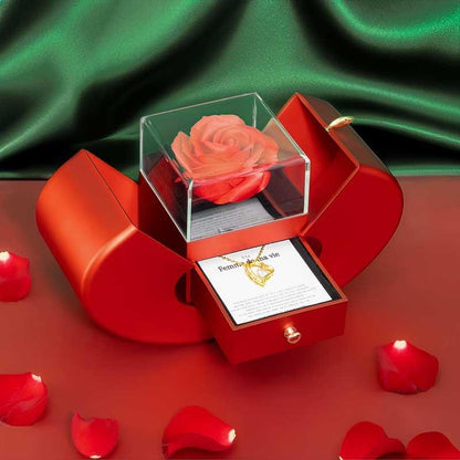 Set de regalo Rosa Eterna y su collar Amor Eterno en 100 idiomas
